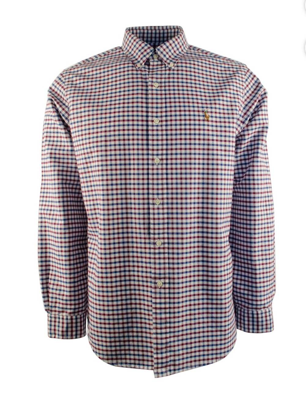 Ralph Lauren Blue, Red & White Checked Classic Button-Down Shirt Size XL Preppy